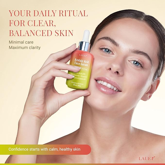 Azelaic Acid Face Serum 10% for Women – Brightening & Clarifying Facial Serum with Niacinamide, Vitamin C, Hyaluronic Acid & Jojoba Oil – Redness & Dark Spot Balancing, 1 fl oz