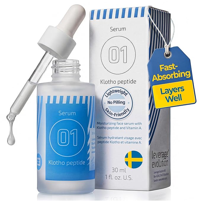 EiE 01 Klotho Peptides Serum for Face Hydrating Peptide Face Serum for Women Anti Aging Improves Wrinkles Elasticity Facial Peptide Serums with Hyaluronic Acid and Retinol Made in Sweden 1 fl. Oz