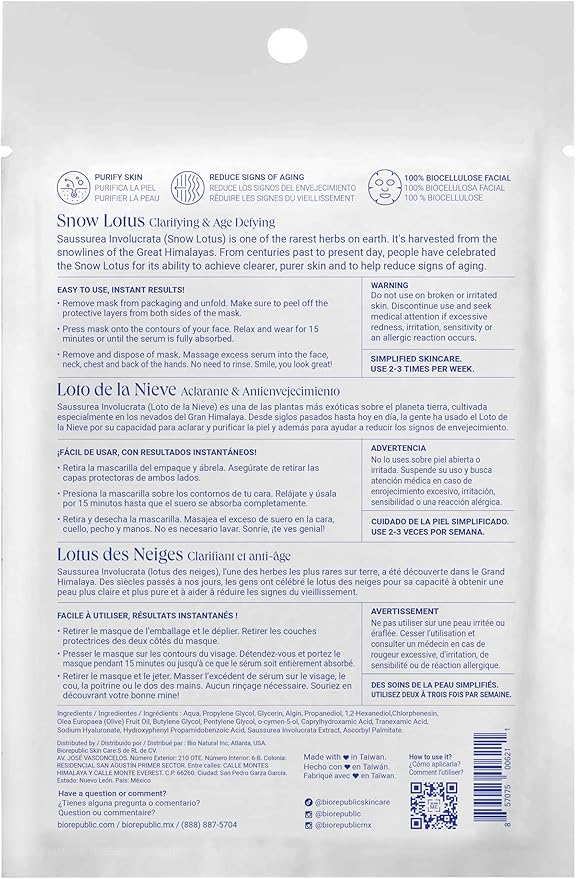 BioRepublic Clarifying & Age-Defying Petal Power Sheet Mask | Hydrates, Brightens, & Reduces Swelling and Redness | Organic Biocellulose Masks with Age-Fighting Antioxidants | Pack of 3