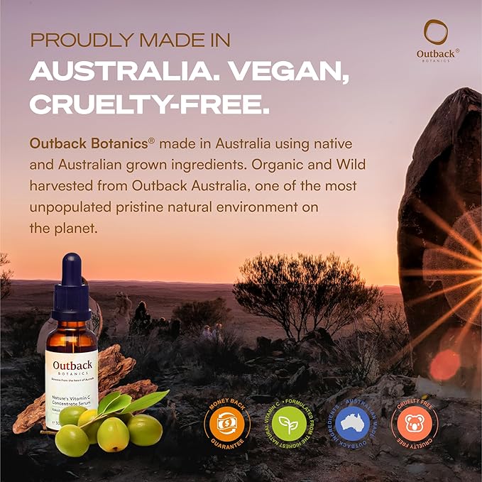 Natural Vitamin C Facial Serum with Kakadu Plum Extract - 100x More Vitamin C Than an Orange - Anti-Aging, Anti-wrinkles, Hydrating Skincare - 1 fl oz
