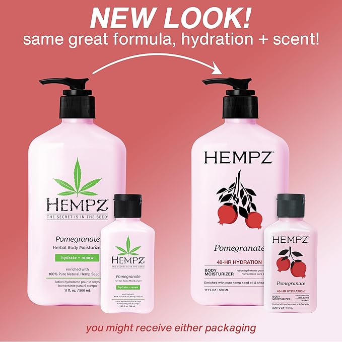 HEMPZ Body Lotion - Pomegranate - Bright Citrus - Daily Moisturizing Cream - 17oz