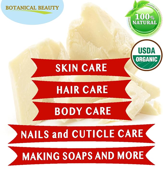 Botanical Beauty Organic COCOA BUTTER WILD GROWTH RAW VIRGIN UNREFINED from BRAZIL for Face, Skin, Hair, Body, Nails 8.46 oz 240 gram. Rich in Vitamin E
