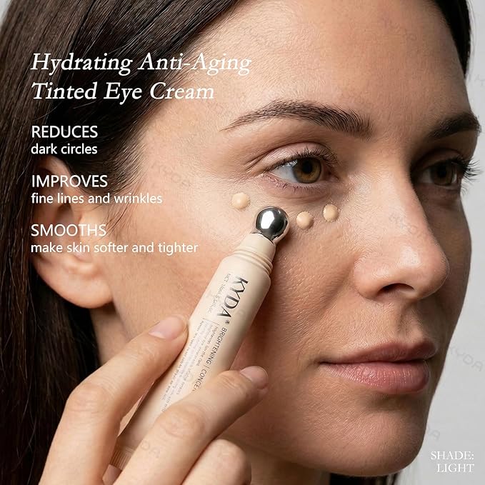KYDA Mineral Eye Cream, Tined Eye Cream Color Corrector, 3-in-1 Anti-Aging Eye Cream for Dark Circle and Fine Lines, SPF 35, Light