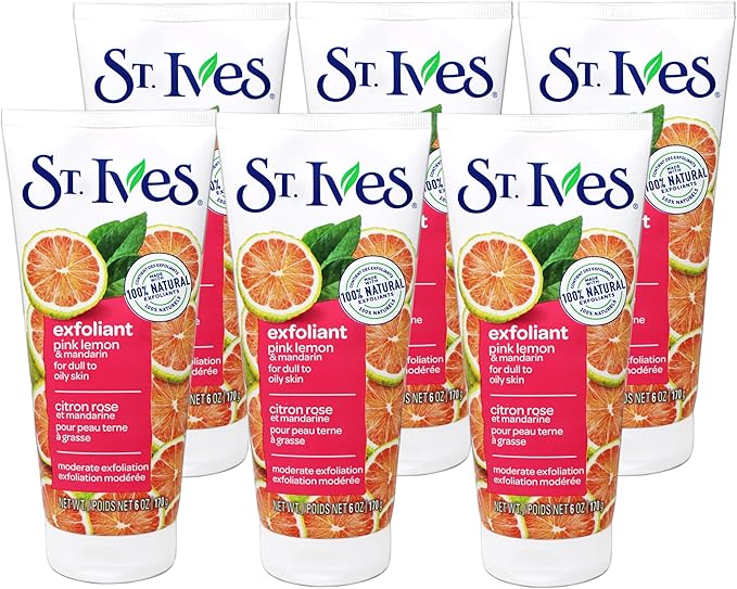 St. Ives Radiant Skin Pink Lemon and Mandarin Orange Face Scrub 6 oz (Pack of 6)