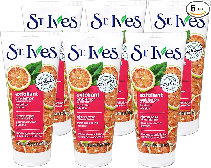 St. Ives Radiant Skin Pink Lemon and Mandarin Orange Face Scrub 6 oz (Pack of 6)