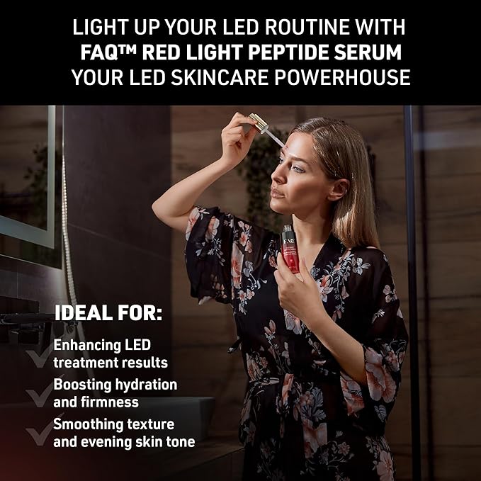 FAQ Red Light Peptide Serum – Hyaluronic Acid & Peptide Face Serum for Women & Men, Hydrating Skin Care to Enhance LED Light Routines