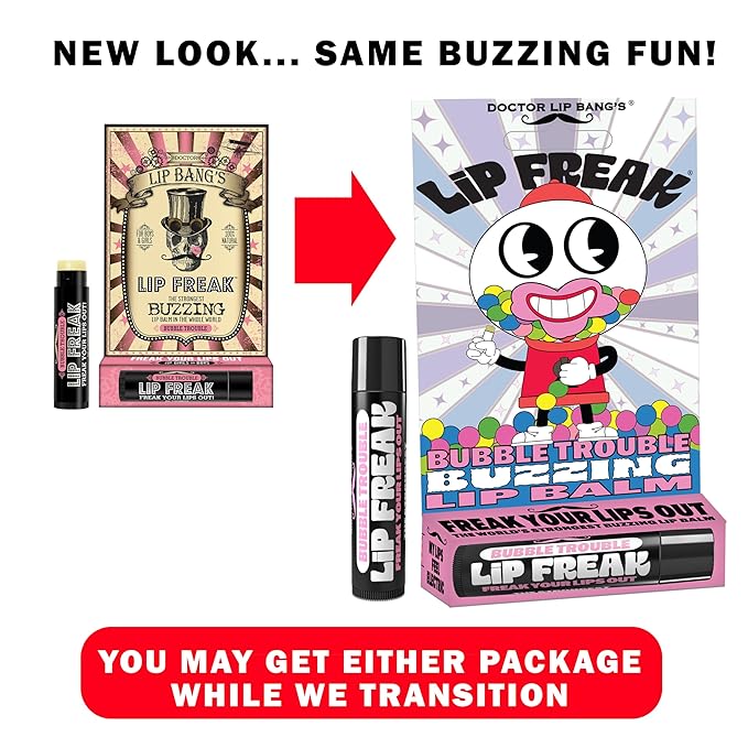 Doctor Lip Bang's BUZZING Lip Balm | Lip Freak | 100% All Natural | Cruelty Free | Bubble Trouble