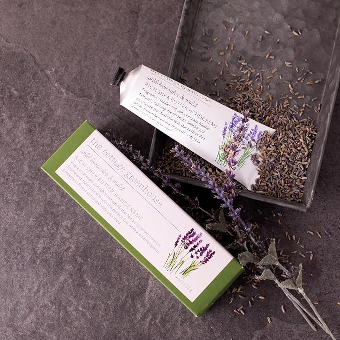 The Cottage Greenhouse Wild Lavender & Violet Handcreme, 4 oz., Hand Lotion for Women, Hand Cream for Dry Cracked Hands, Moisturizing Hand Cream, Shea Butter Lotion, Paraben Free and Vegan