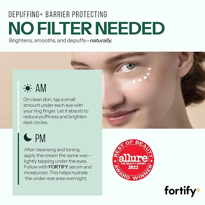 Fortify Skincare Under Eye Cream With Caffeine & Peptides – 3-In-1: Detox, Treat, Boost – Reduces Puffiness, Dark Circles & Wrinkles – Dermatologist Tested, Korean Skin Care – 95% Natural – 1 FL OZ