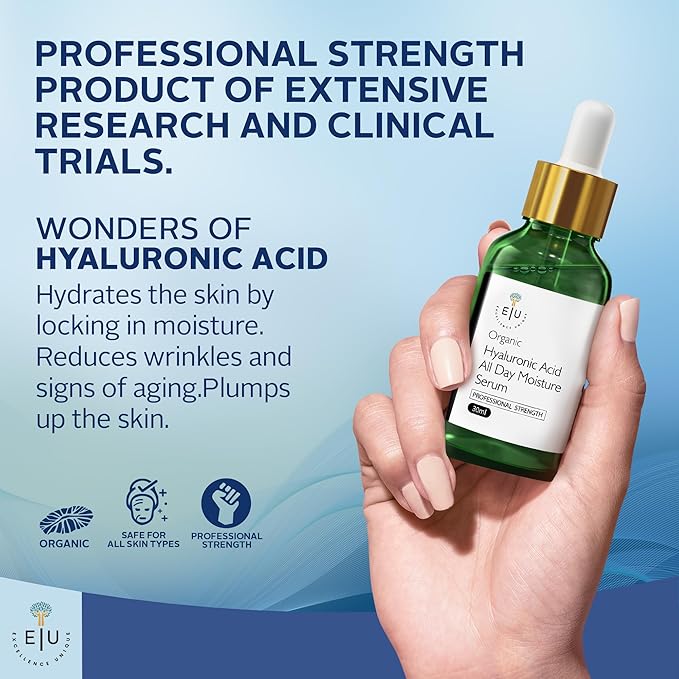 Organic Hyaluronic Acid Serum for Face – 30ml Hydrating Serum – Hyaluronic Acid Serums for Deep Moisture, Plumping & Anti-Aging