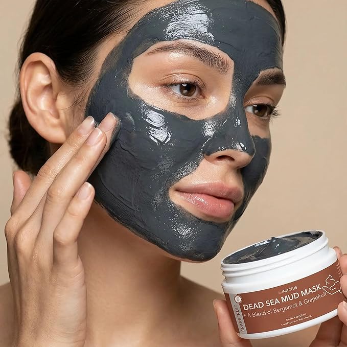 INNATUS Dead Sea Mud Mask with Grapefruit Oil – 4oz Detoxifying & Purifying Face Mask – Infused with Natural Oils for Acne Control & Skin
