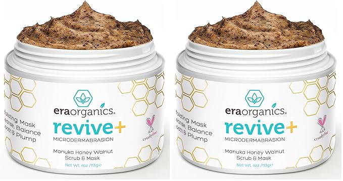 Manuka Honey Exfoliating Face Scrub – Gentle Microdermabrasion Face Exfoliator to Help Smooth, Soften & Balance with Moisturizing Organic Superfoods 4oz (Pack of 2)