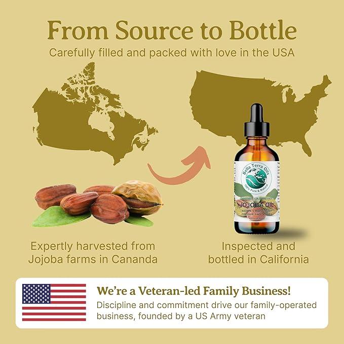 Bella Terra Oils - Organic Jojoba Oil 16 oz - Cold-Pressed Brilliance, Elevate Your Nail Oil Regimen with Vitamin-Rich Organic Jojoba Goodness