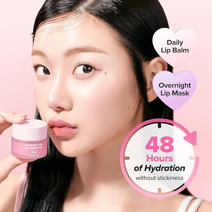 Klavuu Lip Mask Sleeping Pack (2PCS) – Overnight Deep Hydrating Korean Lip Balm Treatment for Very Dry, Chapped Lips | Lip Lightening & Plumping with Instant Hydration (Berry & Berry)