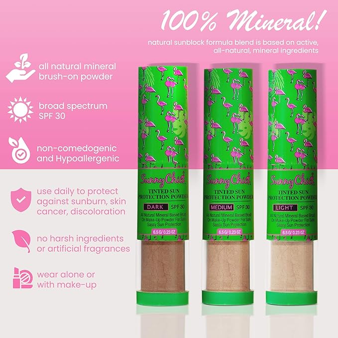 Tinted Sunscreen Powder- Brush-On Mineral Sunblock SPF30 .23OZ (Medium)