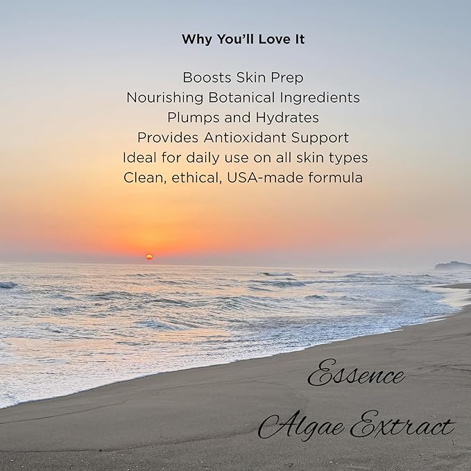 Essence – w/Glycerin & Algae Extract - Paraben Free, Vegan, Gluten Free, BHT Free, Fragrance Free – Hydrating Skin Prep– 140 ml / 5 fl oz
