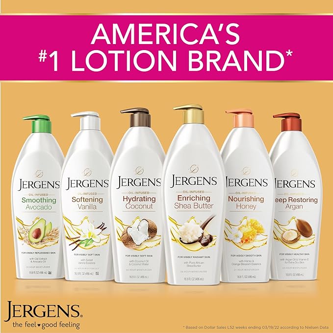 Jergens Shea Butter Body Lotion, Deep Conditioning Moisturizer, Hydration for Dry to Very Dry Skin, with Pure Shea Butter, Dermatologist Tested, 16.8 oz Bottle (Pack of 2)