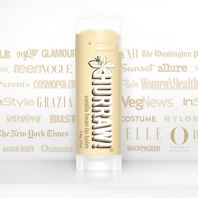 Hurraw! Vanilla Bean Lip Balm: Organic, Certified Vegan, Cruelty and Gluten Free. Non-GMO, 100% Natural Ingredients. Bee, Shea, Soy and Palm Free. Made in USA