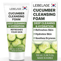 LEBELAGE Korean Cucumber Facial Cleanser 3.38 oz | Cleansing Foam Face Wash | Low pH Gentle Hydrating Daily Facial Cleanser Sensitive Skin | Deep Cleansing Foaming Cleanser, Pore Care-All Skin Types