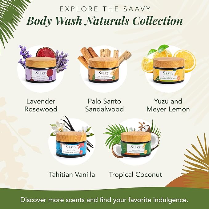 Saavy Naturals Whipped Body Butter - Made with Organic Shea Butter, Essential Body Care & Dry Skin Moisturizer for Women, Velvety Rich Cream Texture, Naturally Scented - Tropical Coconut, 4 oz