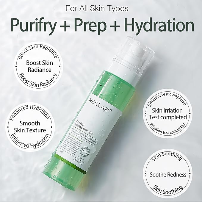 CICA Aloe Hydrating Toner Spray for Face - pH Balanced Calming Facial Mist - Aloe Vera and Centella Asiatica - for Acne Prone and Sensitive Skin - Korean Skincare for Redness, Dryness, Sunburn