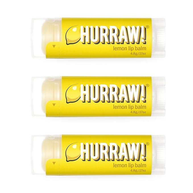 Hurraw! Lemon Lip Balm, 3 Pack: Organic, Certified Vegan, Cruelty and Gluten Free. Non-GMO, 100% Natural Ingredients. Bee, Shea, Soy and Palm Free. Made in USA
