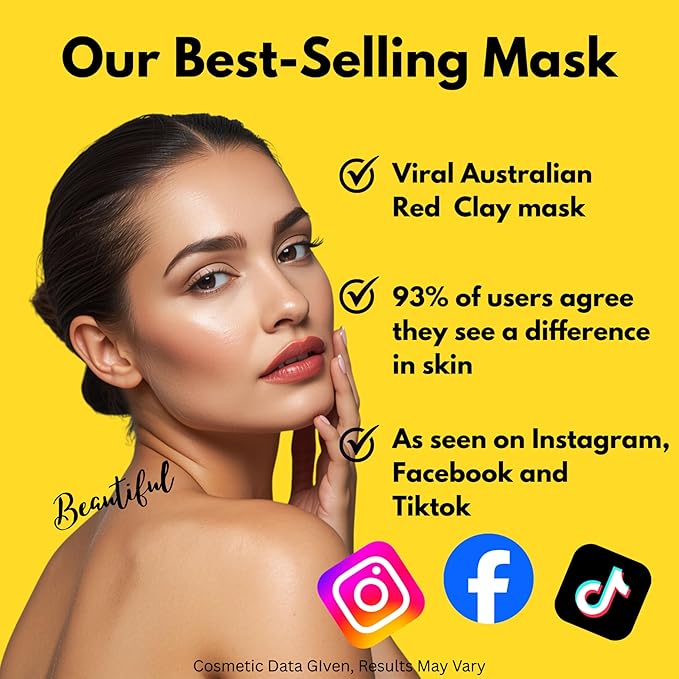 Zelara Australian Red Clay Face Mask, Mineral-Rich Detox Mud Mask with Kakadu Plum,Desert & Rainforest Lime Extracts, for Radiant-Looking, Smoother Skin, All Skin Types, 100 mL (1)