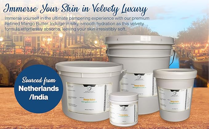 Premium Refined Mango Butter - Skincare and Hair Care Essential for Silky Smooth Hydration | DIY Beauty Essential Body Butter, Your Ultimate Dry Skin Solution Net Wt. 16 oz / 0.45 kg / 1 lb