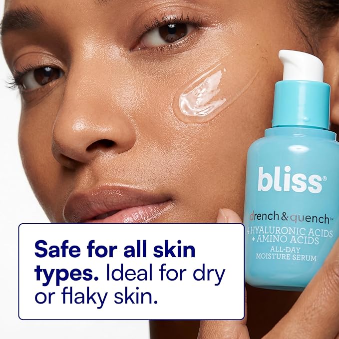 Bliss Drench & Quench Hyaluronic Acid Serum – Hydrating Face Serum with Amino Acids – Deep Moisture, Plumps & Smooths Dry, Sensitive Skin – 1 Fl Oz