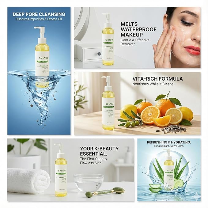 Vita deep Cleansing Oil for Face, Makeup Blackhead Remover, Korean Skin Care, 6.76 fl oz