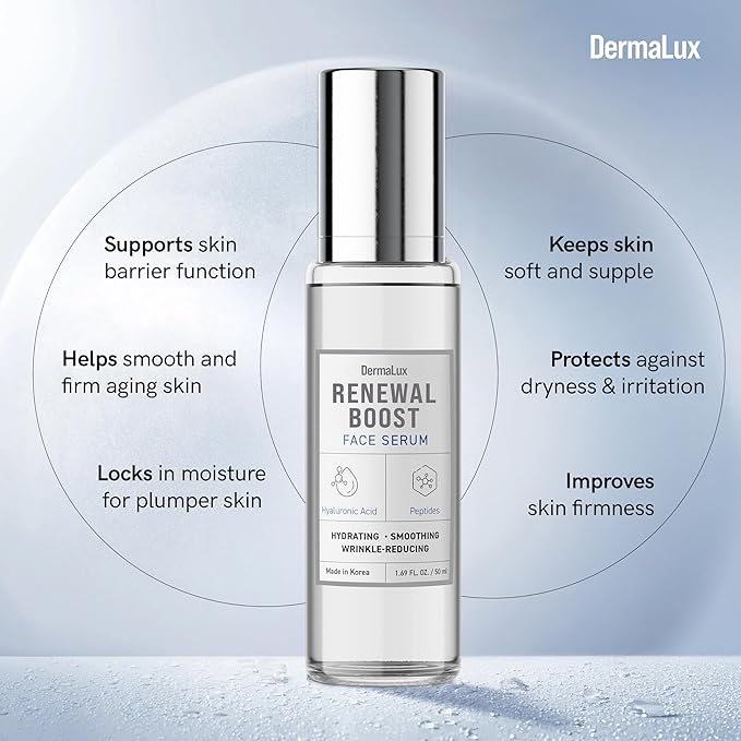 Hyaluronic Acid & Peptides Face Serum - Dermatologist Tested, Anti-Aging, Korean Skin Care, Hydrates Smooths Firms – Clean Vegan Beauty for Dry Sensitive Skin – 1.69 Fl Oz