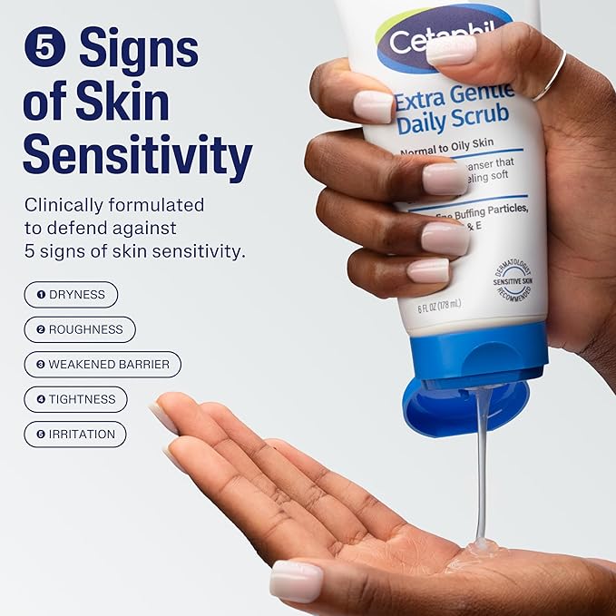 Cetaphil Exfoliating Face Wash,Extra Gentle Daily Face Scrub,Gently Exfoliates & Cleanses,For All Skin Types,Non-Irritating & Hypoallergenic,Suitable For Sensitive Skin,6 Fl Oz,(Pack of 4)