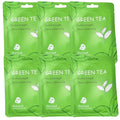 Vegan Organic Face Mask Sheet – Hydrating, Moisturizing & Brightening Skincare with Natural Ingredients for Glowing, Healthy Skin, 6 Count, Green Tea