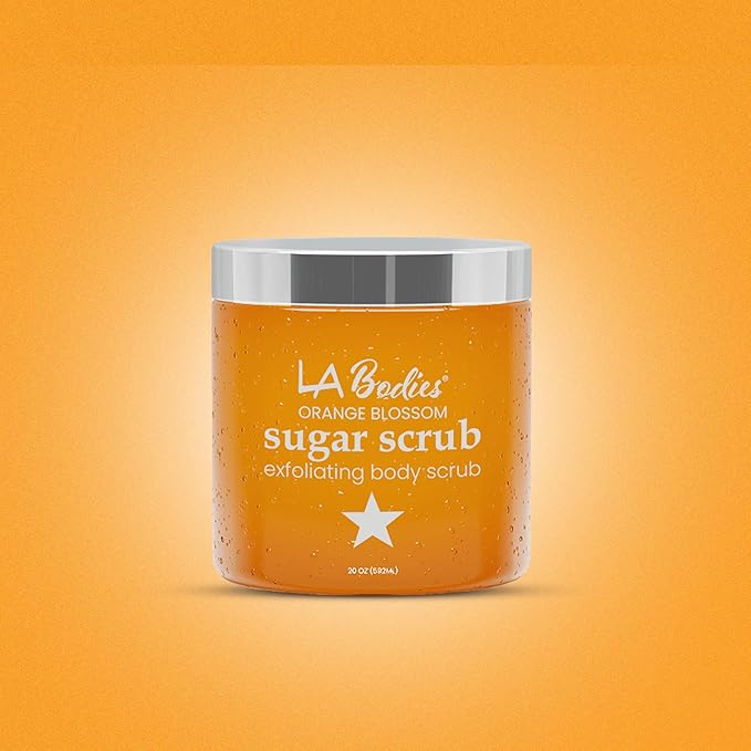 Sugar Scrub Exfoliating with Orange Blossom and Other Natural Ingredients for Body Scrub and Foot Scrub - Soft Scrub for Nourishing Essential Skin Care, 20 oz (592 mL), Made in USA