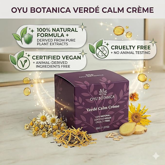 OYU Botanica Verde Calm Crème – Natural Plant-Based Daily Moisturizer – Hydrating Face & Body Cream for Dry, Irritated Skin – Organic Ingredients, Vegan & Cruelty-Free – 50ml