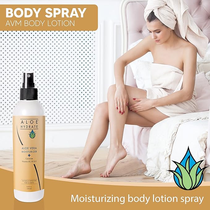Body Lotion Spray – Oasis of Moisture Hydrates, Restores, Softens & Protects. Non-Greasy Moisturizer, Body Cream & Hand Lotion – Aloe vera, Hyaluronic acid, Ceramide, Vitamins & Prebiotics