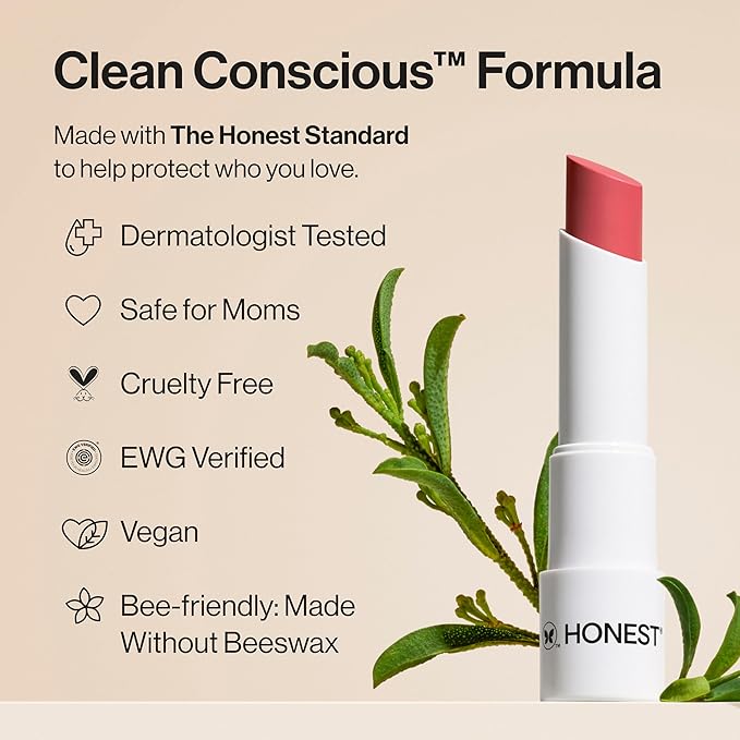 Honest Beauty Moisturizing Vegan Tinted Lip Balm, Antioxidant-rich, Acai Extracts, Avocado Oil, Paraben-Free, Cruelty Summer, Melon