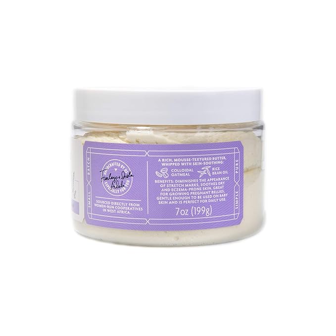 Shea Radiance P.U.R.E. Whipped Shea Butter with Colloidal Oatmeal - Whipped Body Butter Blended with Skin Soothing Oatmeal & Moisturizing Rice Bran Oil | Lavender Bliss (7 oz)