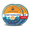 STREAM2SEA SPF40 Unscented Mineral Sport Sunscreen in Tin with EcoSafe Zinc for Face & Body, Natural Organic Biodegradable Coral Reef Safe Sunscreen, Travel Size, Mineral Based, 2 Pack