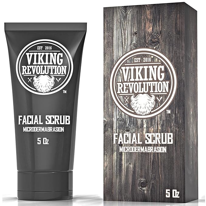 Viking Revolution Microdermabrasion Face Scrub for Men - Facial Cleanser for Skin Exfoliating, Deep Cleansing, Removing Blackheads, Acne, Ingrown Hairs - Men's Face Scrub for Pre-Shave (1 Pack)