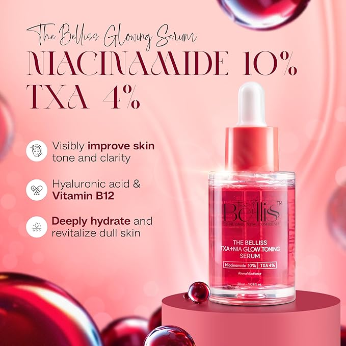 Belliss Niacinamide 10% + Tranexamic Acid 4% Serum (TXA + NIA) – Niacinamide Serum for Face, Dark Spot Correcting, Brightening & Hydrating – Fragrance-Free, Sensitive Skin Safe, Made in Korea (30ml)
