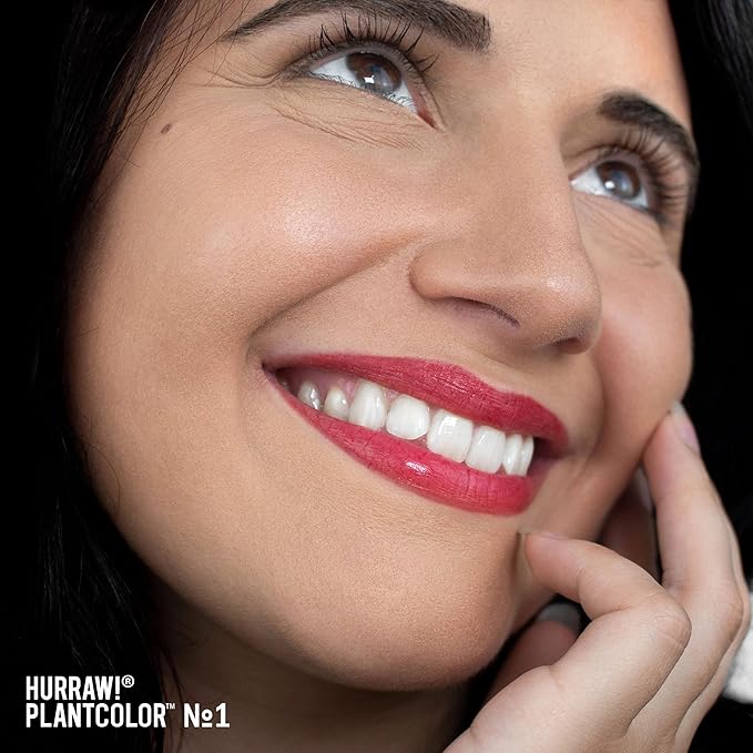 Hurraw! Plantcolor Lip Color No. 1: Red shade. Highly pigmented tinted balm and lipstick alternative. Vegan and all-natural. Easy application. Buildable. First of its kind. Made in USA