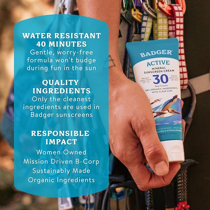 Badger Mineral Sunscreen Combo, SPF 30 Cream & SPF 35 Face Stick, Organic Ingredient with Mineral Zinc Oxide, Unscented Reef Safe Sunscreen Set, Broad Spectrum, Water Resistant, 2-Count