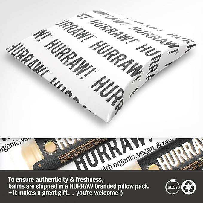 Hurraw! Sun Lip Balm (Zinc Oxide Protection, Broad Spectrum SPF 15, Tangerine, Chamomile), 5 Pack: Organic, Certified Vegan, Gluten Free. Non-GMO, All-Natural. Bee, Shea, Soy & Palm Free. Made in USA