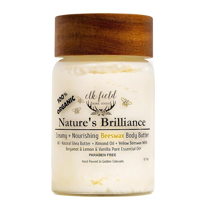 Organic Body Butter with Beeswax |100% Natural & Non Toxic | Organic Lotion with Whipped Shea Butter, Natural Body Butter, Organic Lotion For Women, 8.7oz (Lemon Bergamot)