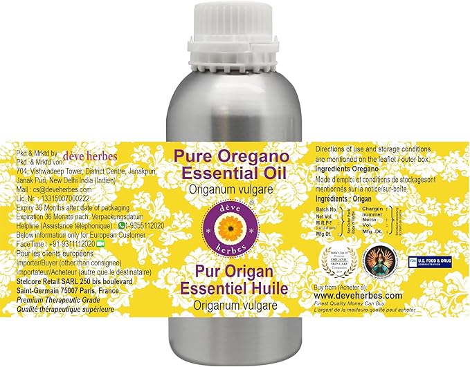 dève herbes Pure Oregano Essential Oil (Origanum vulgare) Steam Distilled 1250ml (42 oz)