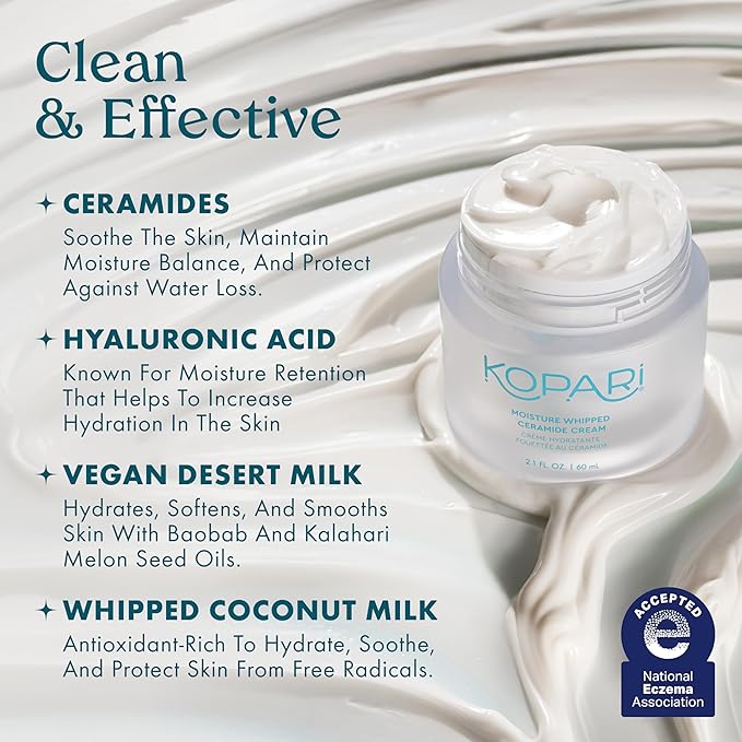 Kopari Moisture Whipped Ceramide Cream | Hydrate and Restore | Vegan Ceramides and Moisture-Retaining Hyaluronic Acid | 2.1 oz