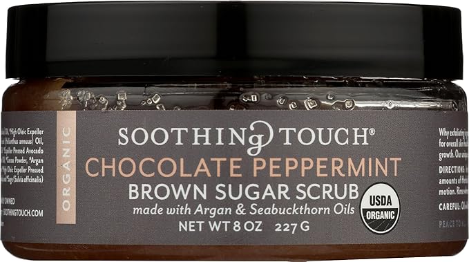 Soothing Touch Organic Herbal Brown Sugar Scrub, Chocolate Peppermint, 8 Oz