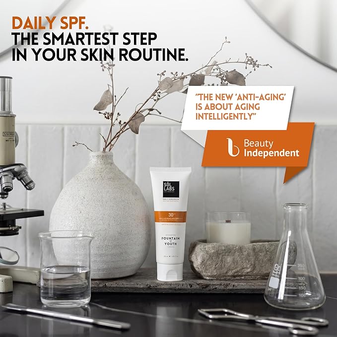 SOL LABS Mineral Sunscreen SPF 30 Face & Body - Lightweight, Hydrating Daily Moisturizer - No White Cast - Anti-Aging Formula with Niacinamide, Zinc Oxide - Reef Safe Korean Skin Care - 4oz