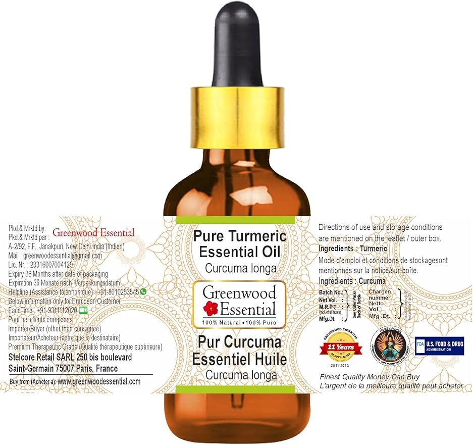 Greenwood Essential Turmeric Essential Oil (Curcuma Longa) Steam Distilled 630ml (21.3 oz)